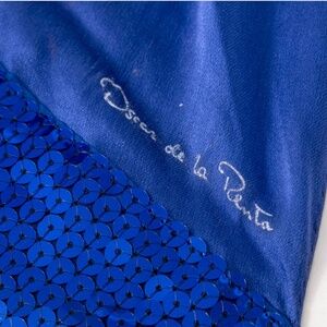 OSCAR DE LA RENTA -  ROYAL BLUE SEQUIN SCARF 100% Silk